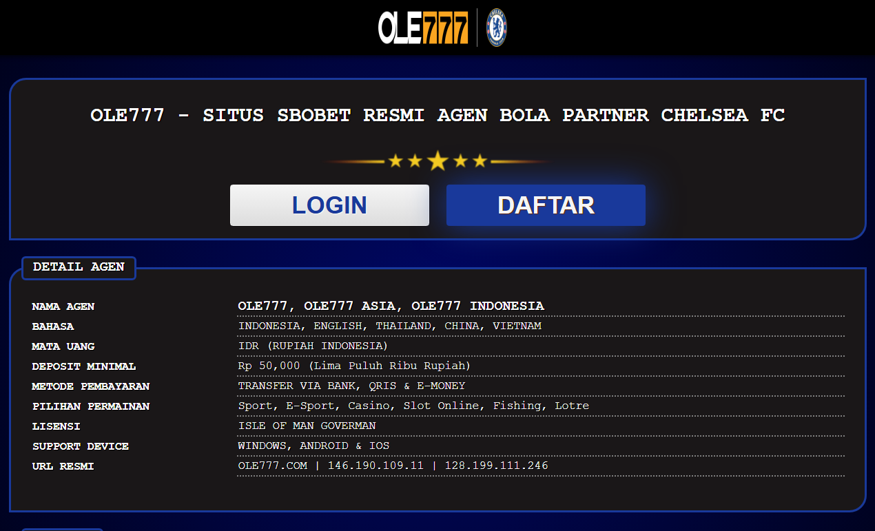 Ole777 – Situs Sbobet Parlay Online Paling Jakpot!